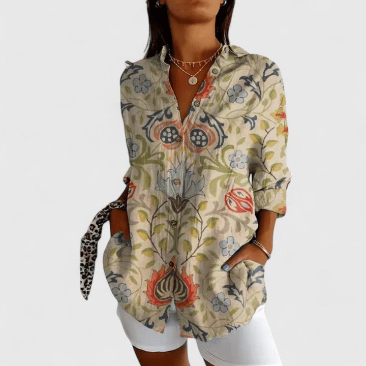Modehus | Elegant Blomstret Bluse