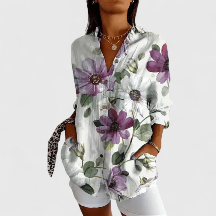 Modehus | Elegant Blomstret Bluse