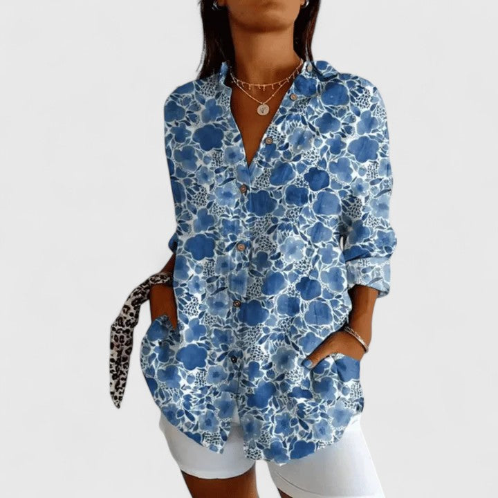 Modehus | Elegant Blomstret Bluse