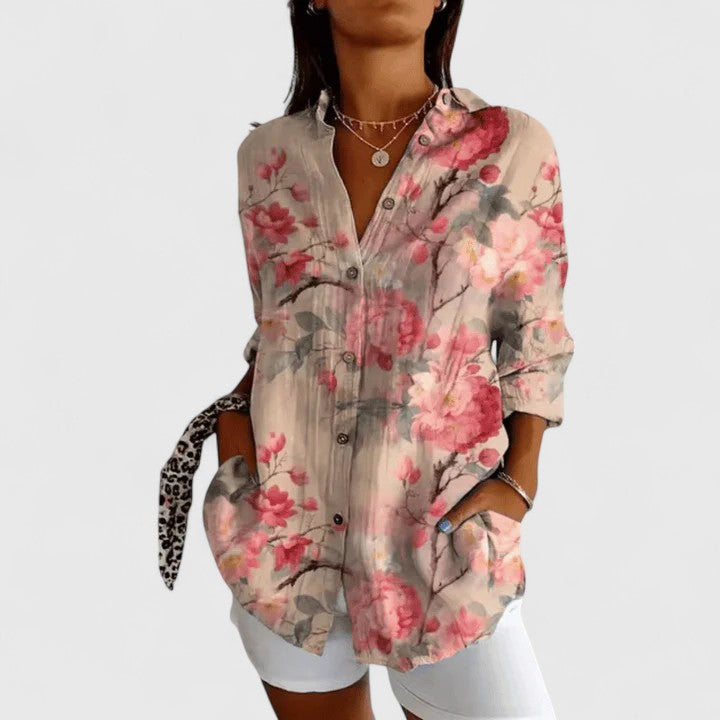 Modehus | Elegant Blomstret Bluse
