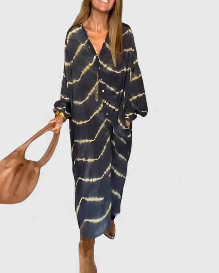Modehus | Elegant Boho Stripet Maxikjole