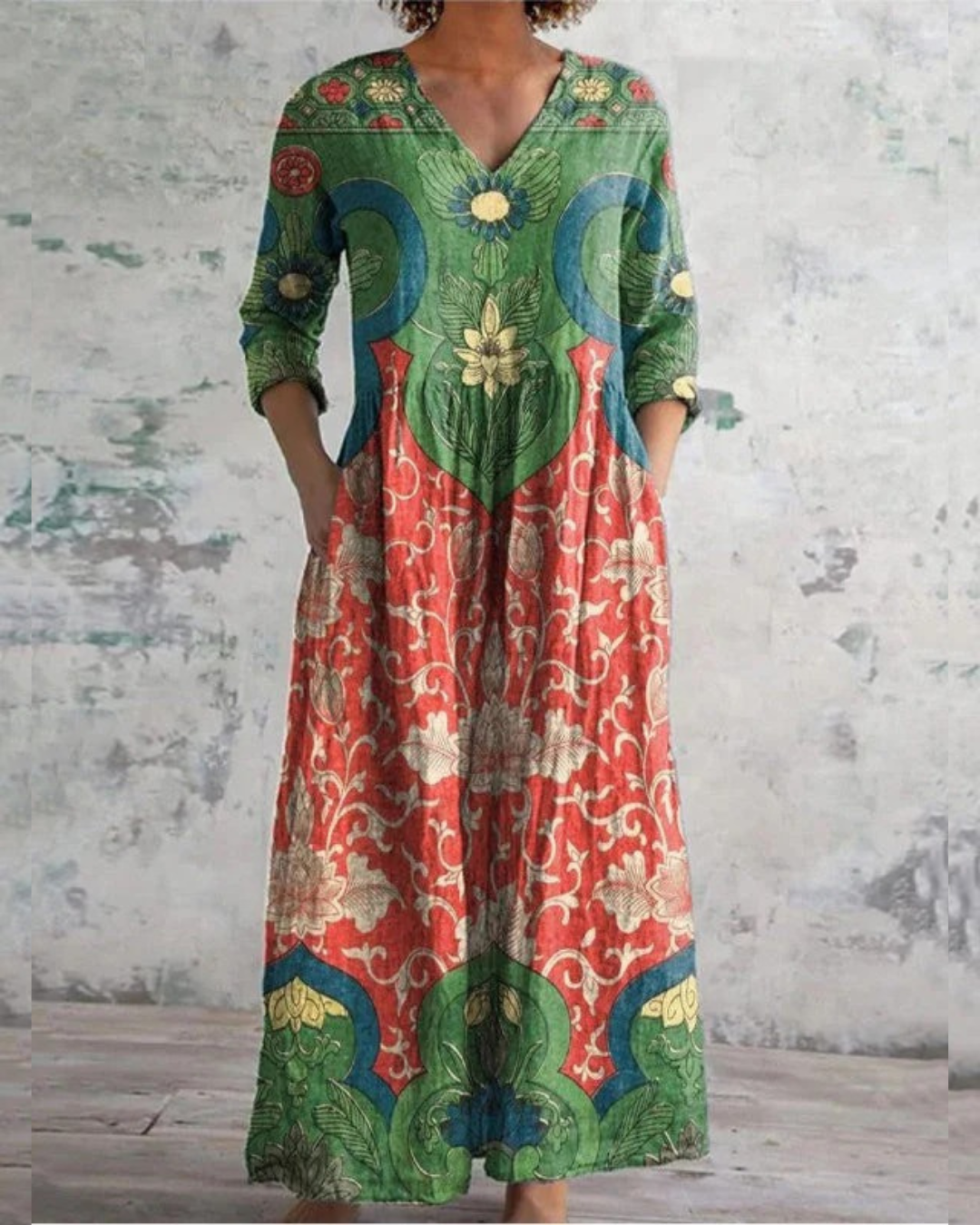 Modehus | Vintage Maxi Blomsterkjole uten Tidsbegrensning