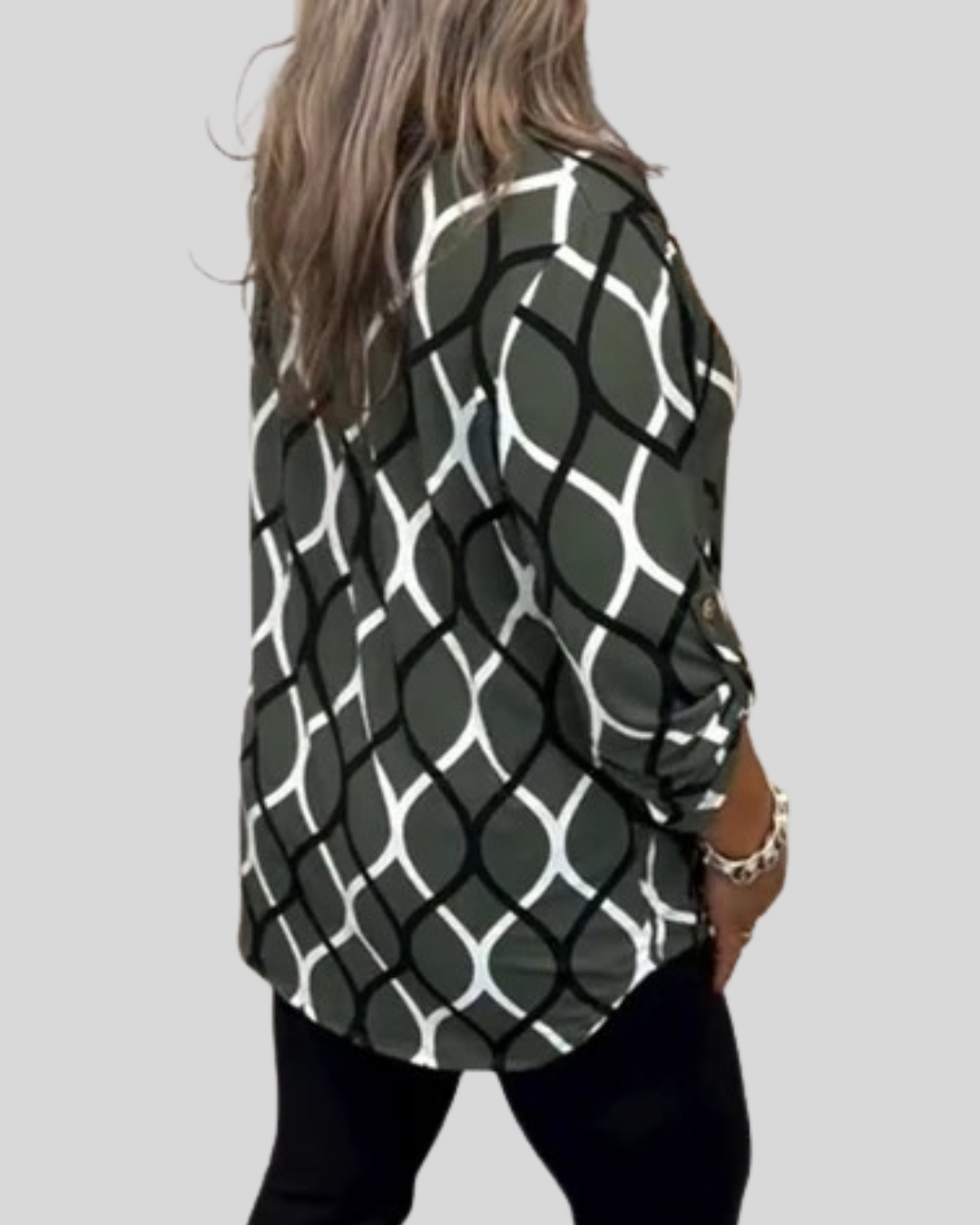 Modehus | Bluse med Geometrisk Mønster