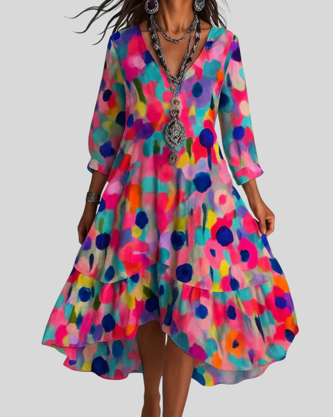 Modehus | Maxikjole Boho Blomstrete Lett