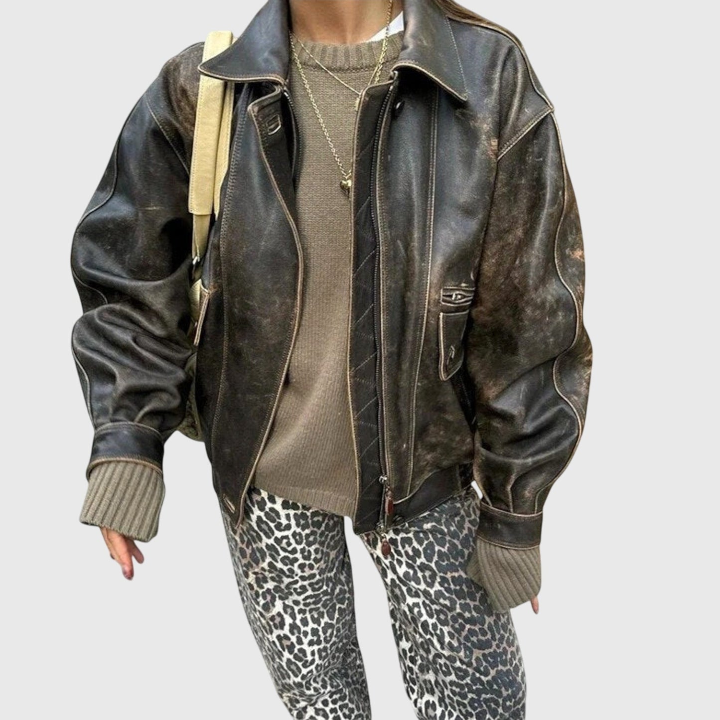 Modehus | Vintage Jeans med Leopardtrykk