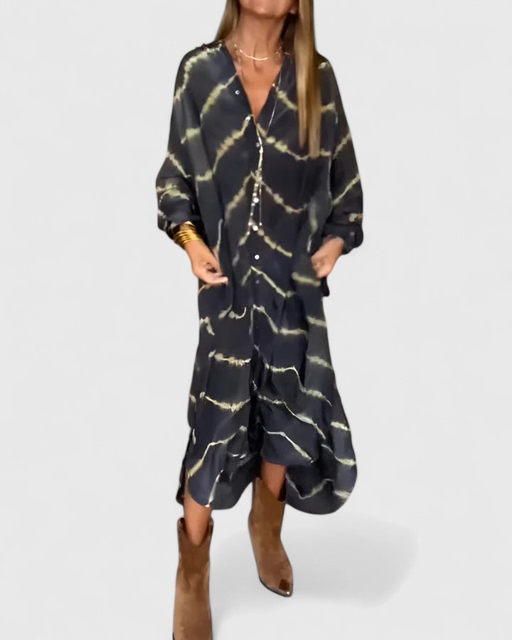 Modehus | Elegant Boho Stripet Maxikjole