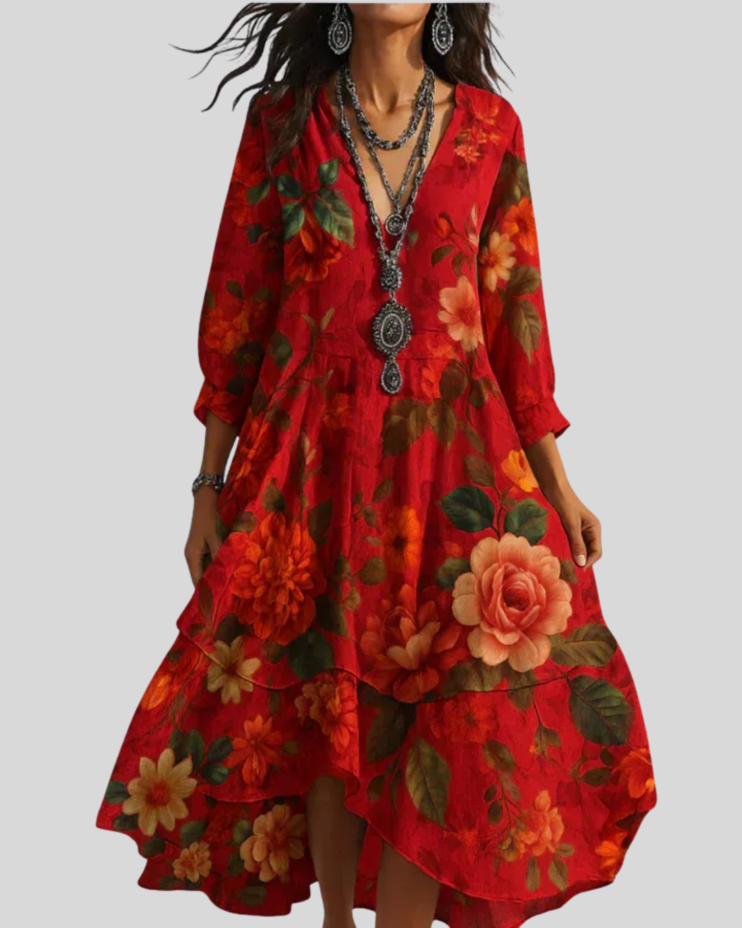 Modehus | Maxikjole Boho Blomstrete Lett