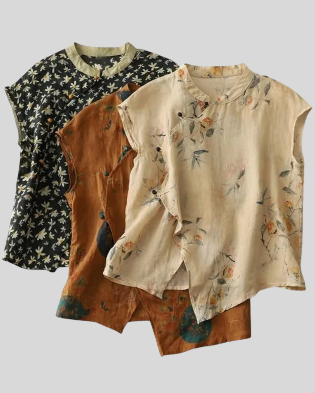 Modehus | Elegant Ermeløs Bluse i Lin