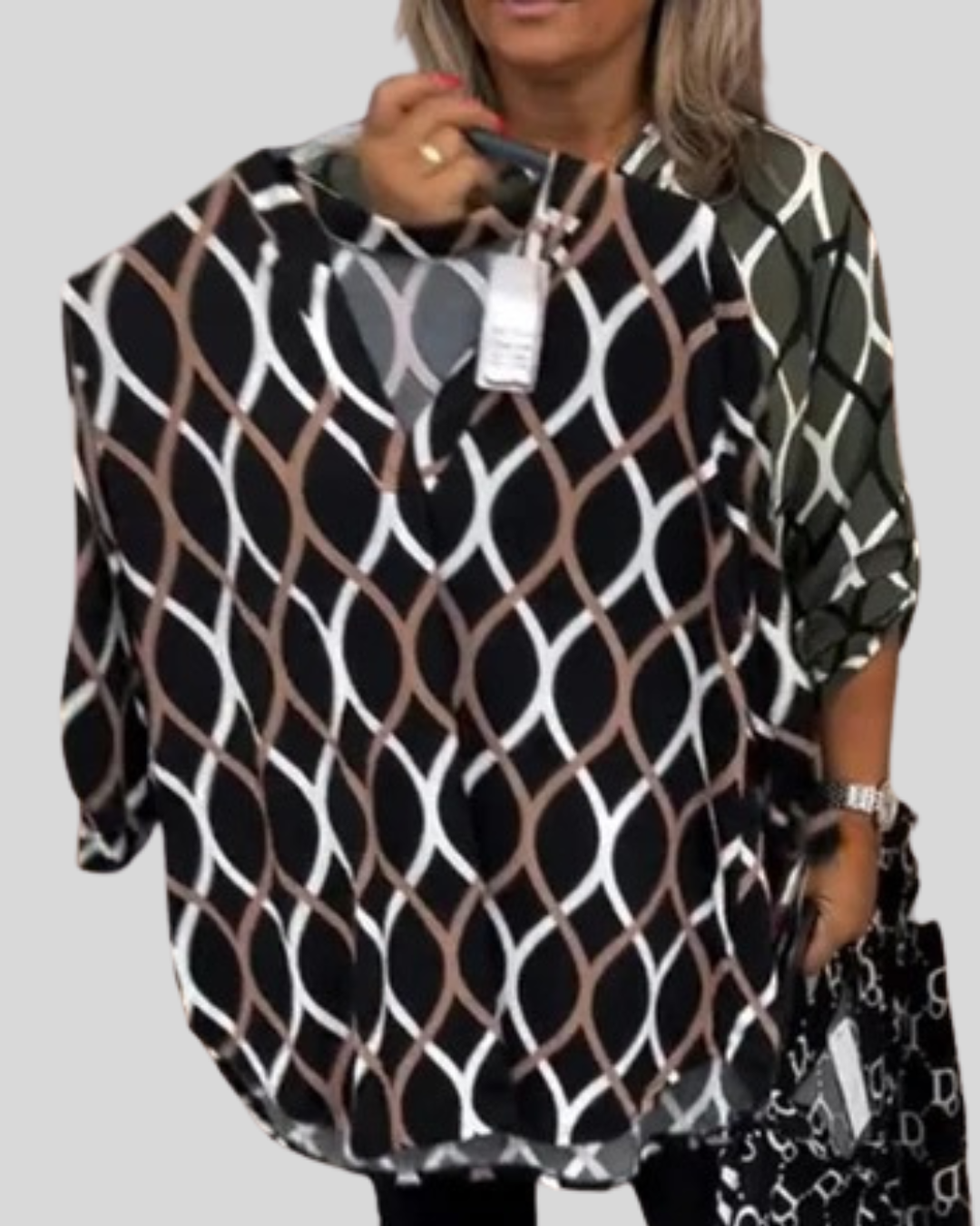 Modehus | Bluse med Geometrisk Mønster