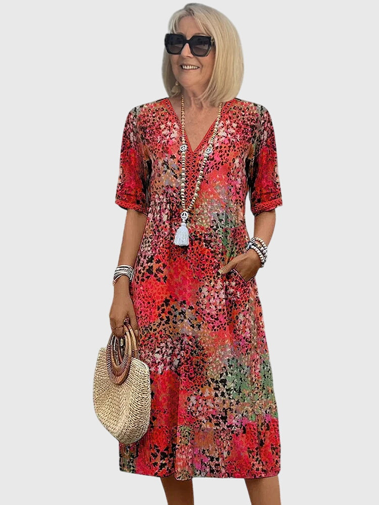 Modehus | Elegant Midi Blomsterkjole
