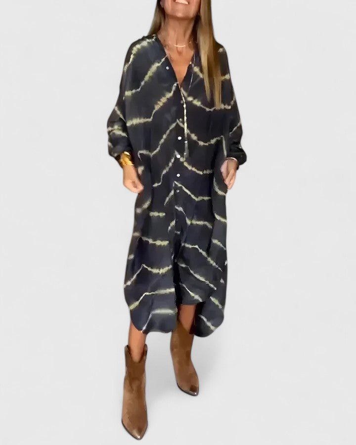 Modehus | Elegant Boho Stripet Maxikjole