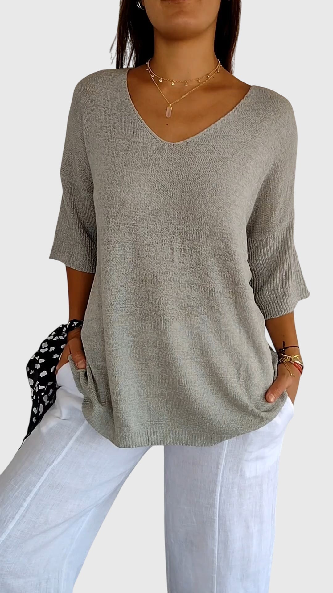 Modehus | Top Elegante med V-hals