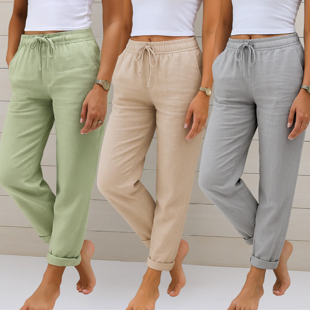 Modehus | Pantaloner i Pustende Lin med Avslappet Passform og Stil