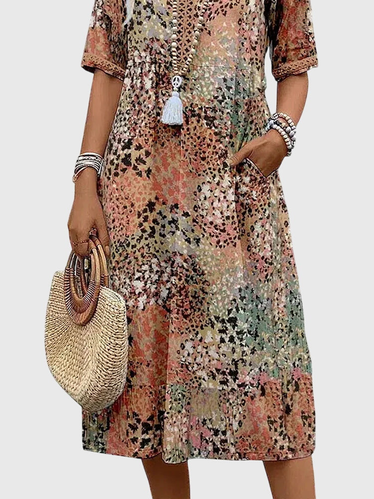 Modehus | Elegant Midi Blomsterkjole
