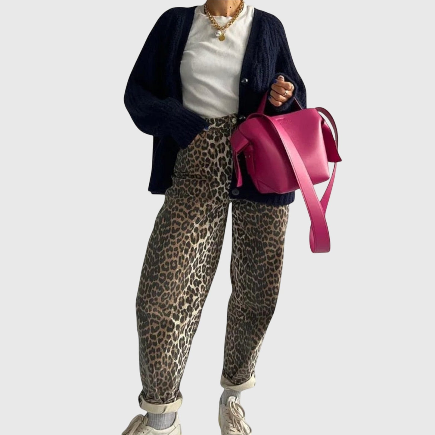 Modehus | Vintage Jeans med Leopardtrykk