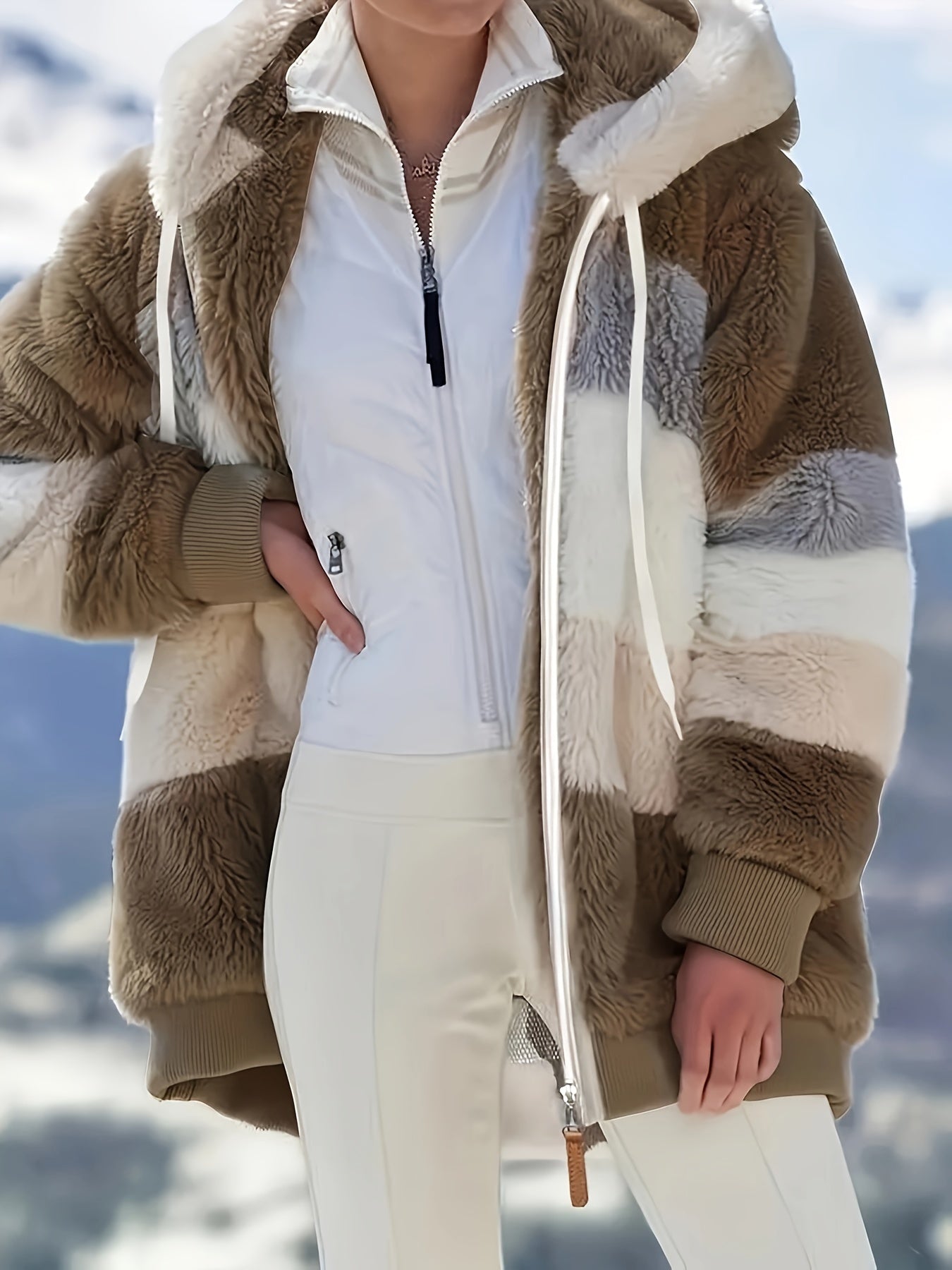 Modehus | Flerfarget Pelsjakke i Myk Fleece