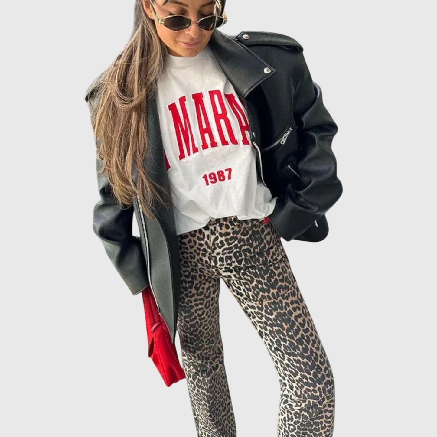 Modehus | Vintage Jeans med Leopardtrykk
