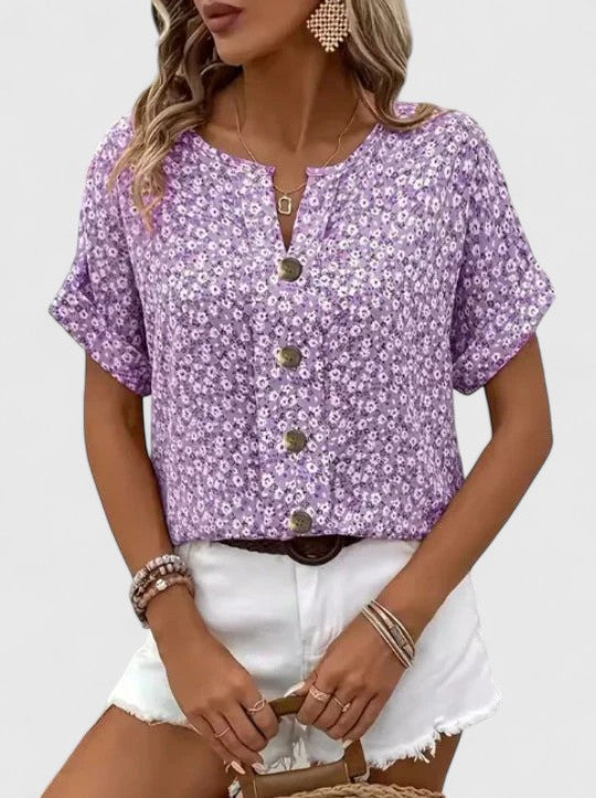 Modehus | Elegant Blomstret Sommerbluse