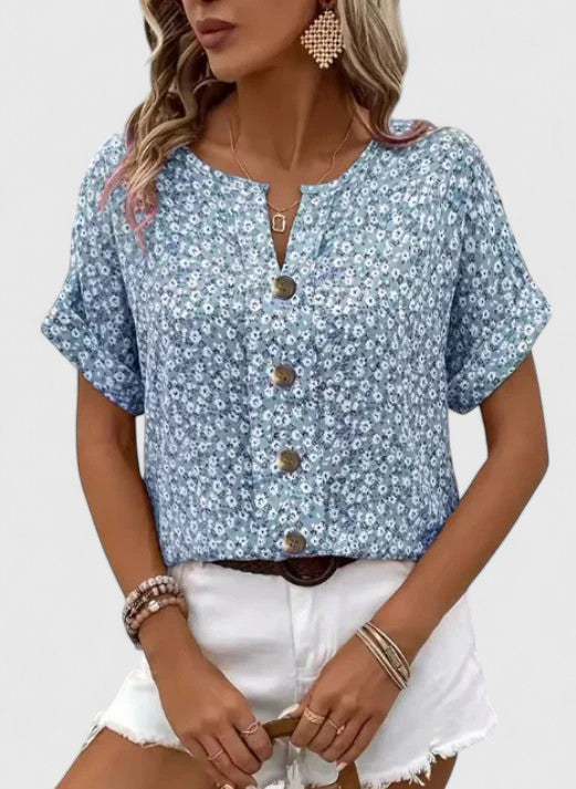 Modehus | Elegant Blomstret Sommerbluse