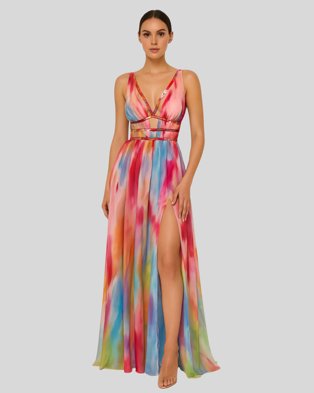 Modehus | Maxi Kjole Cutout Akvarell Livlig