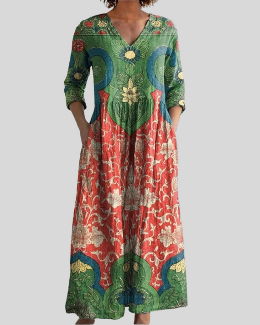 Modehus | Vintage Maxi Blomsterkjole uten Tidsbegrensning