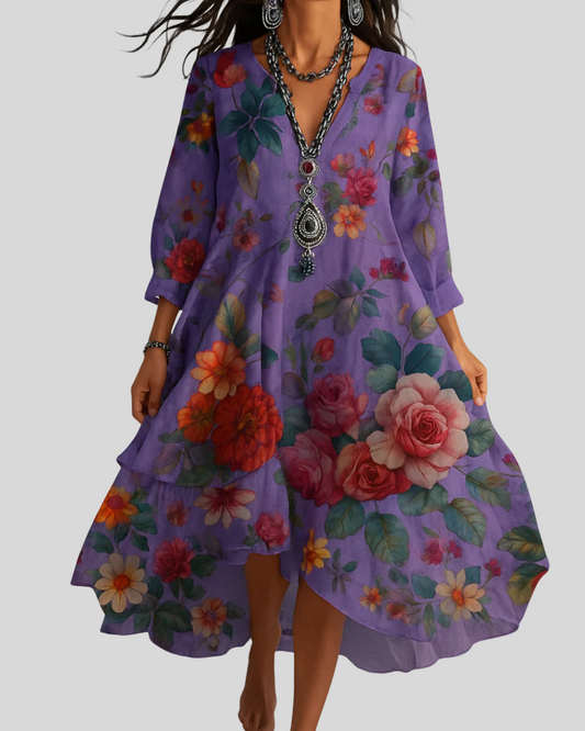 Modehus | Maxikjole Boho Blomstrete Lett