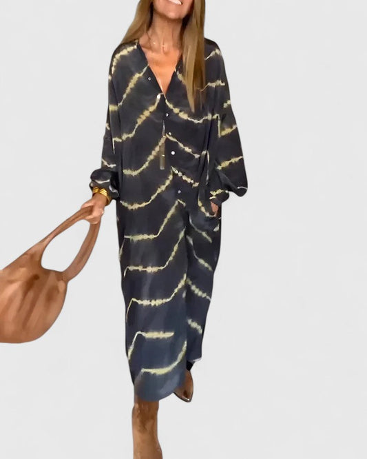 Modehus | Elegant Boho Stripet Maxikjole