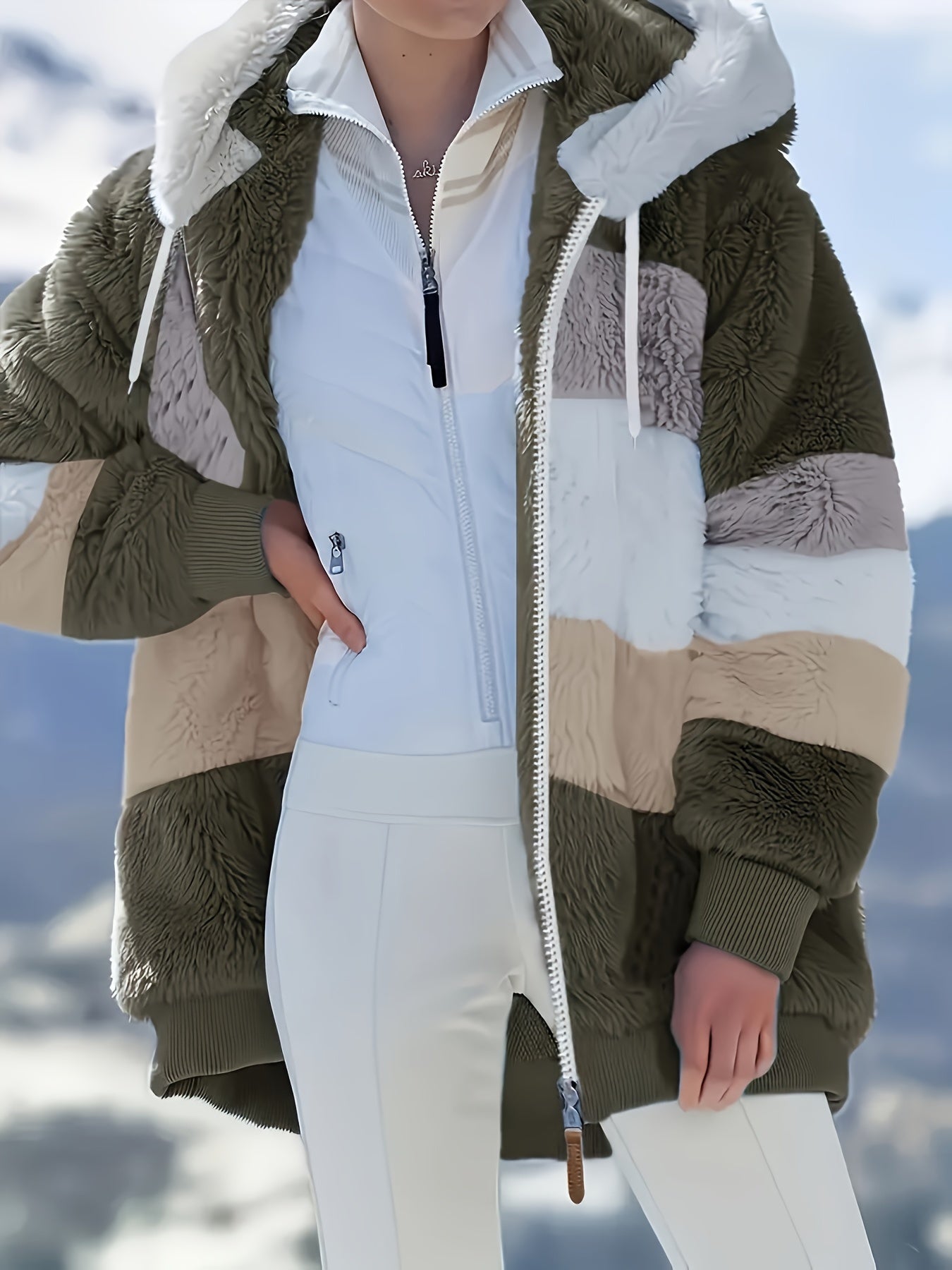 Modehus | Flerfarget Pelsjakke i Myk Fleece