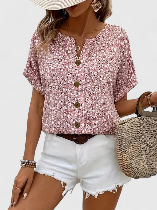 Modehus | Elegant Blomstret Sommerbluse