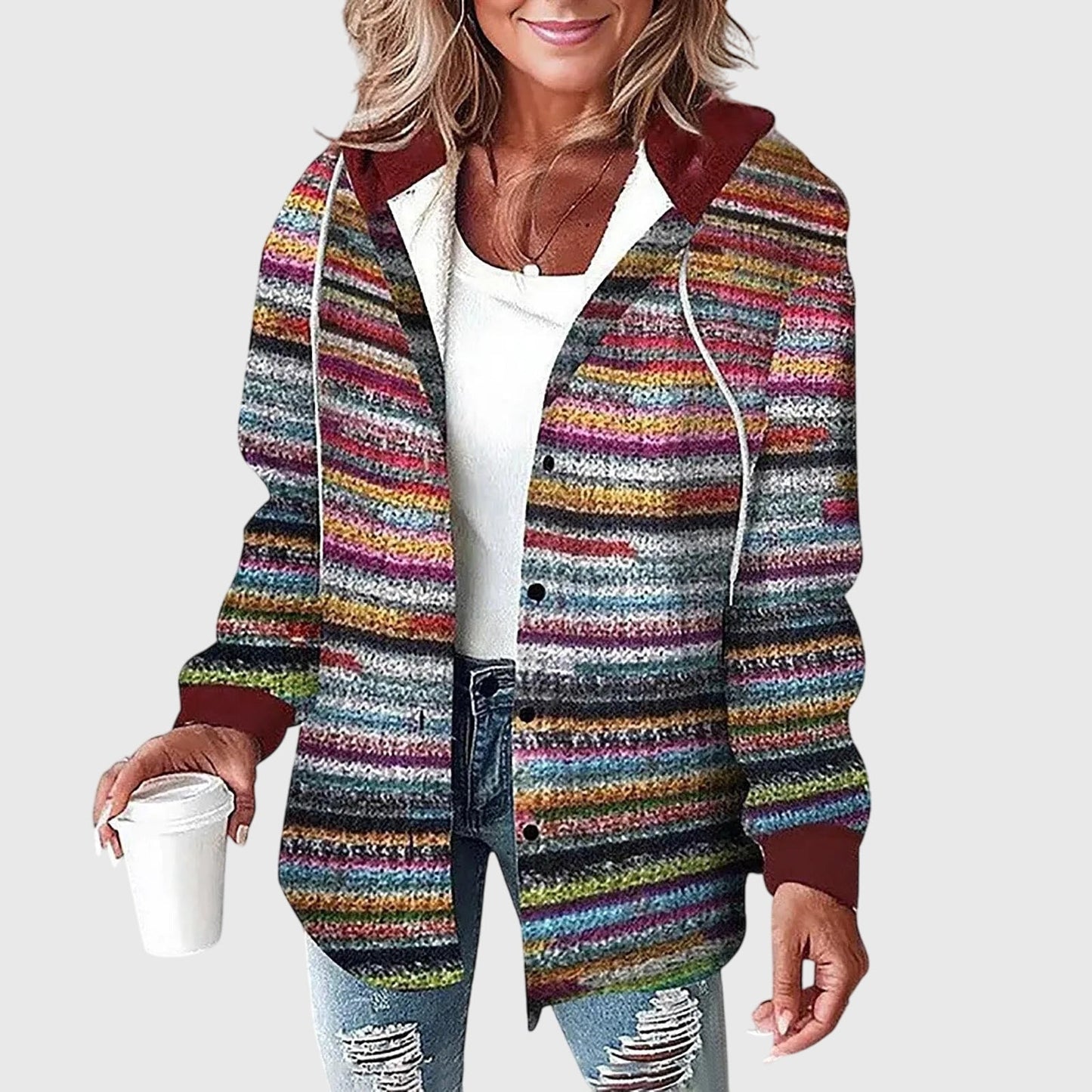 Modehus | Jakke Dame med Knapper i Nett