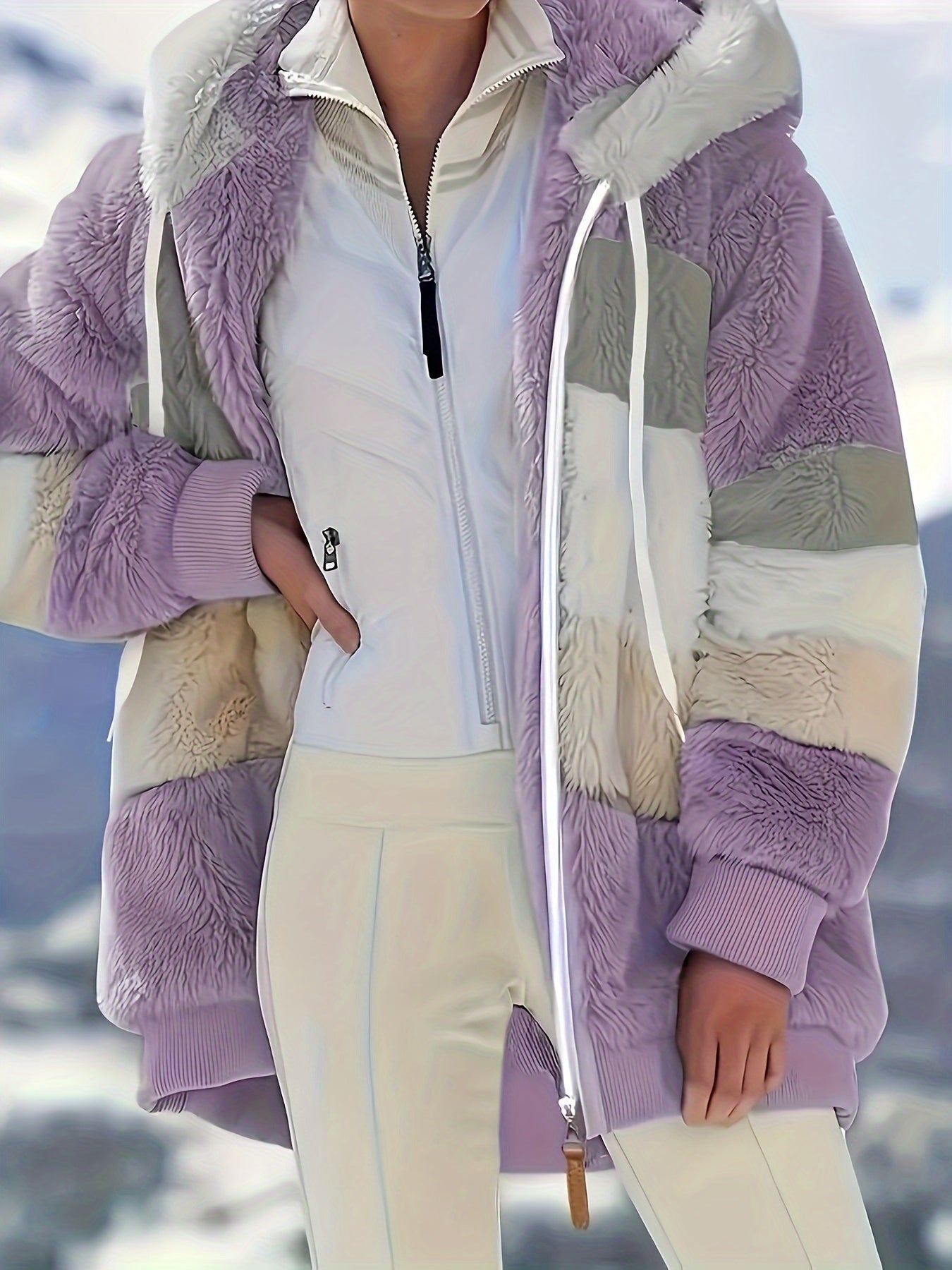 Modehus | Flerfarget Pelsjakke i Myk Fleece