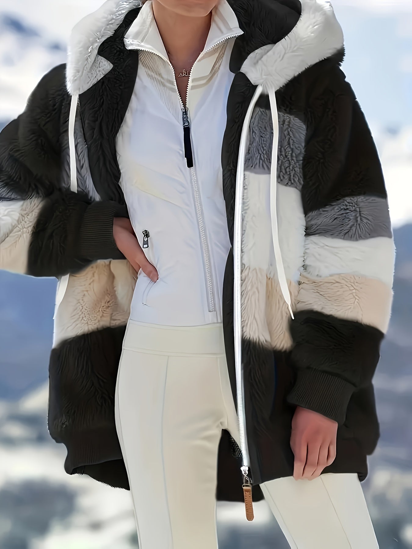Modehus | Flerfarget Pelsjakke i Myk Fleece