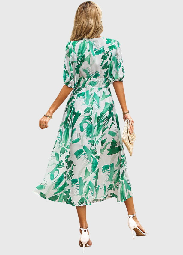 Modehus | Midi Blomstrete Kjole Flatterende