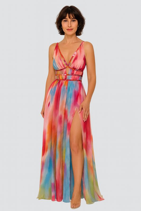 Modehus | Maxi Kjole Cutout Akvarell Livlig